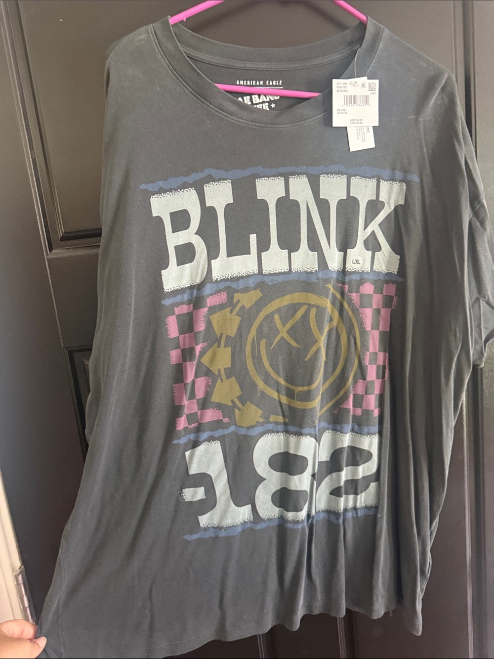 American Eagle Outfitters oversized grey Blink-182 Short Sleeve Graphic Tee